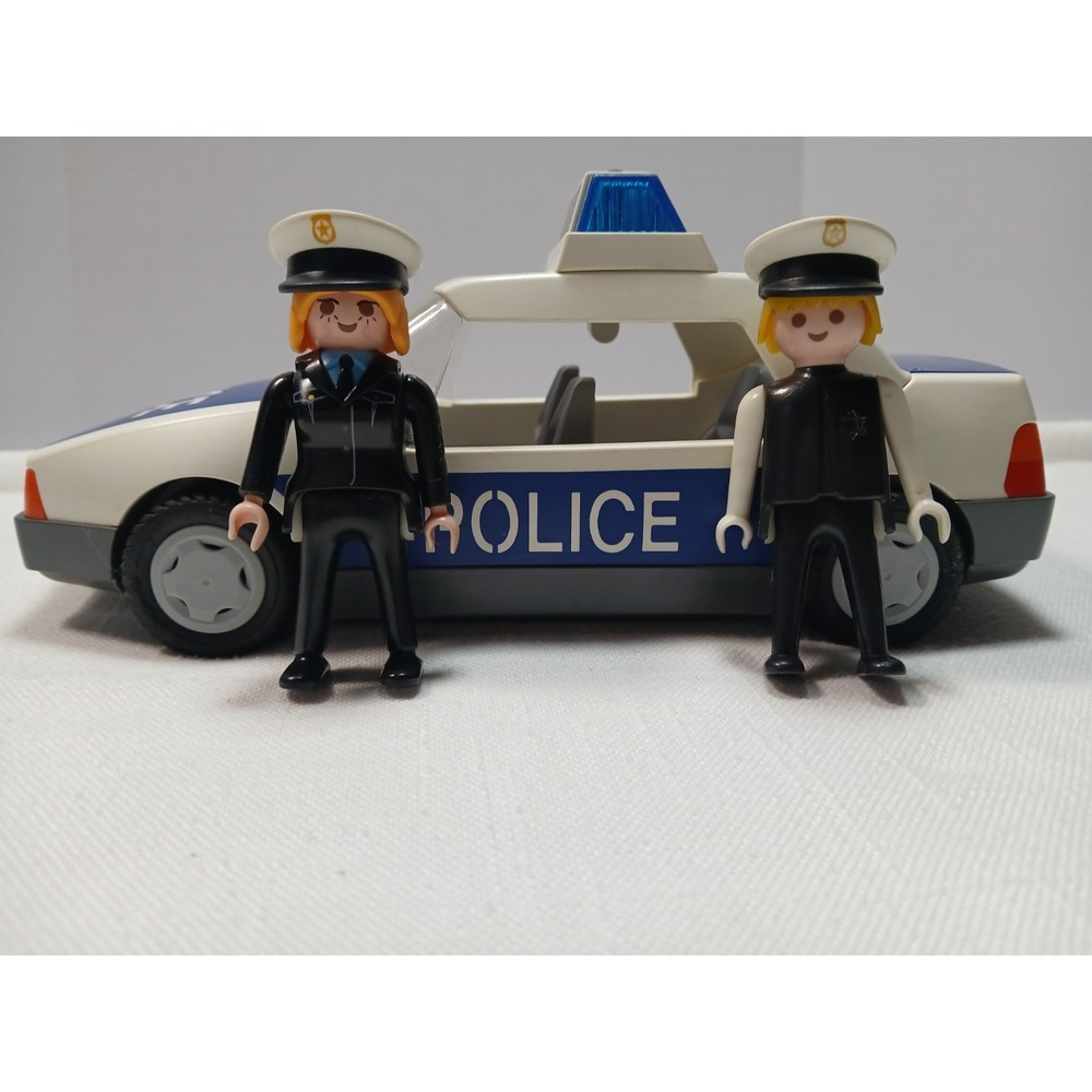Vintage Playmobil 3904 Police Car Patrol Vehicle Set w/ 2 Figures -